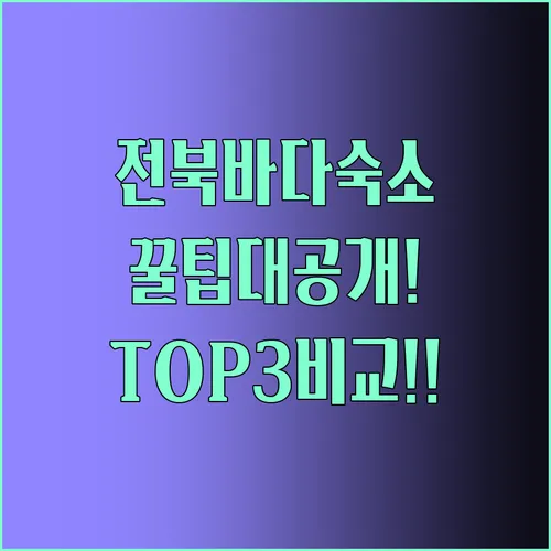 전북 바다숙소 TOP3 비교 꿀팁