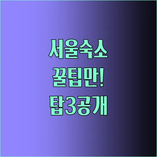 서울 숙소 추천 탑3 꿀팁